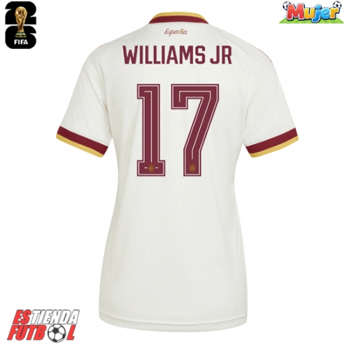 España Nico Williams #17 Segunda Equipación Mujer Mundial 2026 Manga Corta